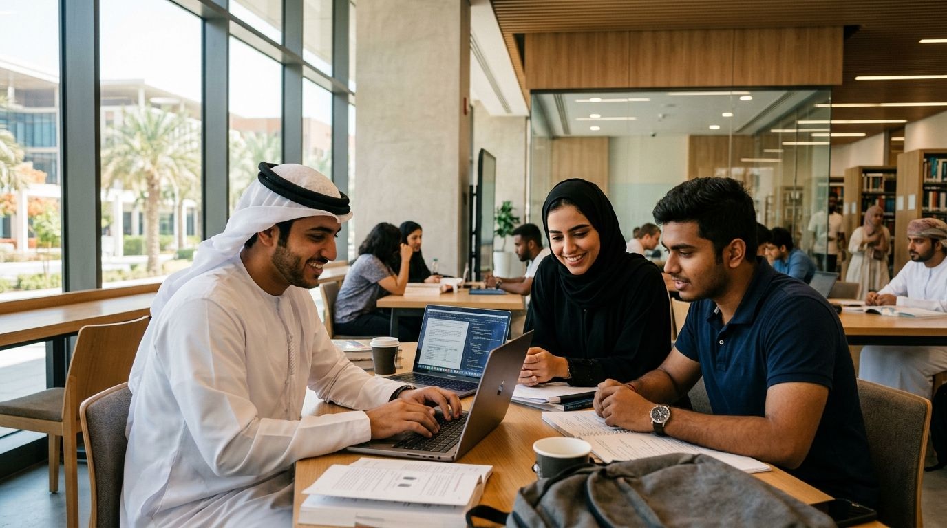 Students in the library